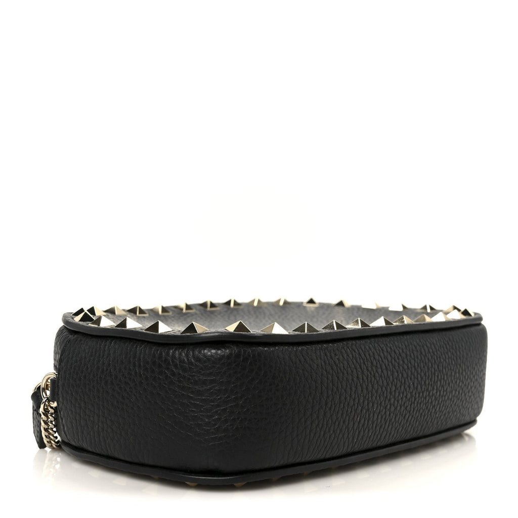 Calfskin Rockstud Mini Crossbody Bag Black