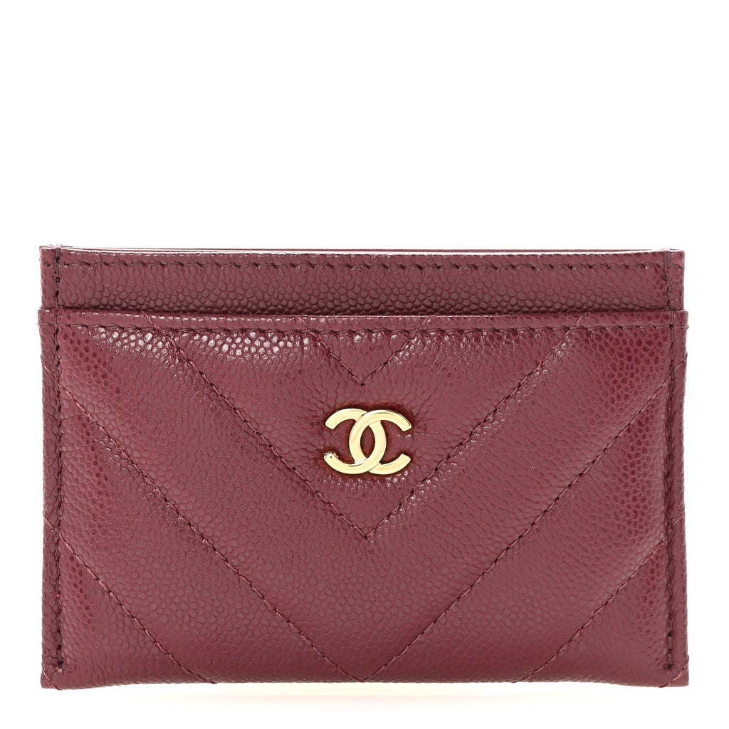 Caviar Chevron Quilted  Holder Dark Burgundy