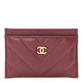 Caviar Chevron Quilted  Holder Dark Burgundy