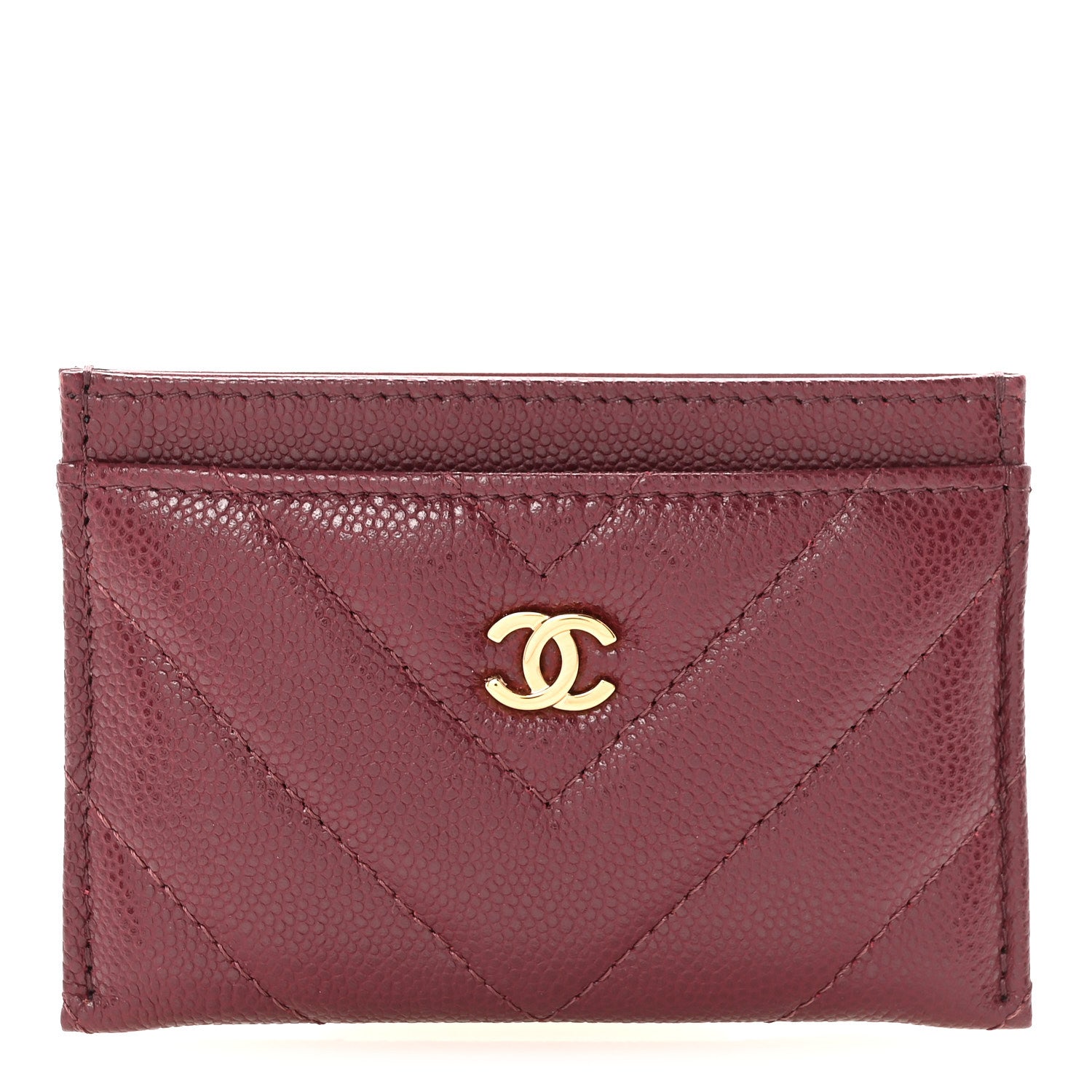 Caviar Chevron Quilted  Holder Dark Burgundy