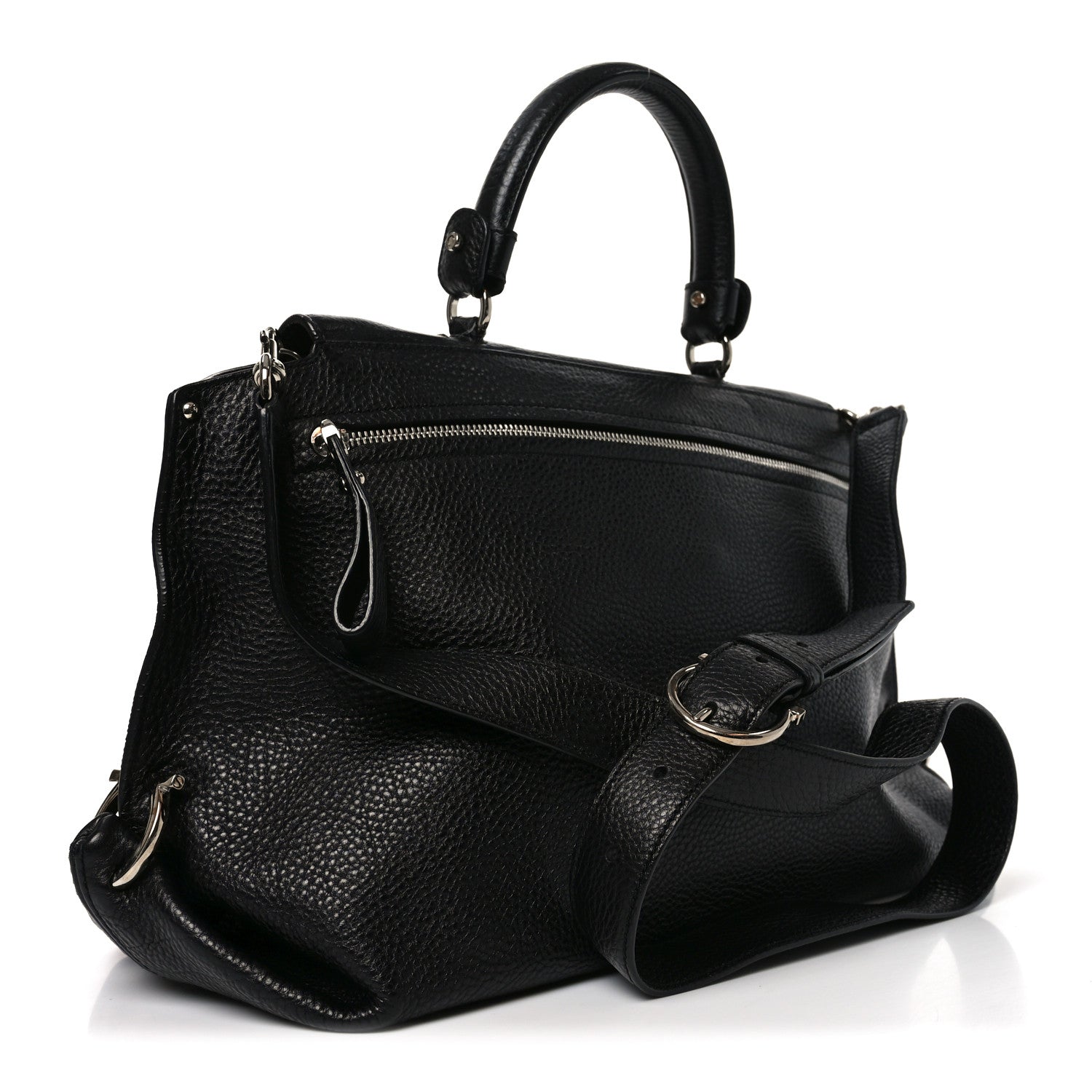 Calfskin Large Sofia Shoulder Bag Black