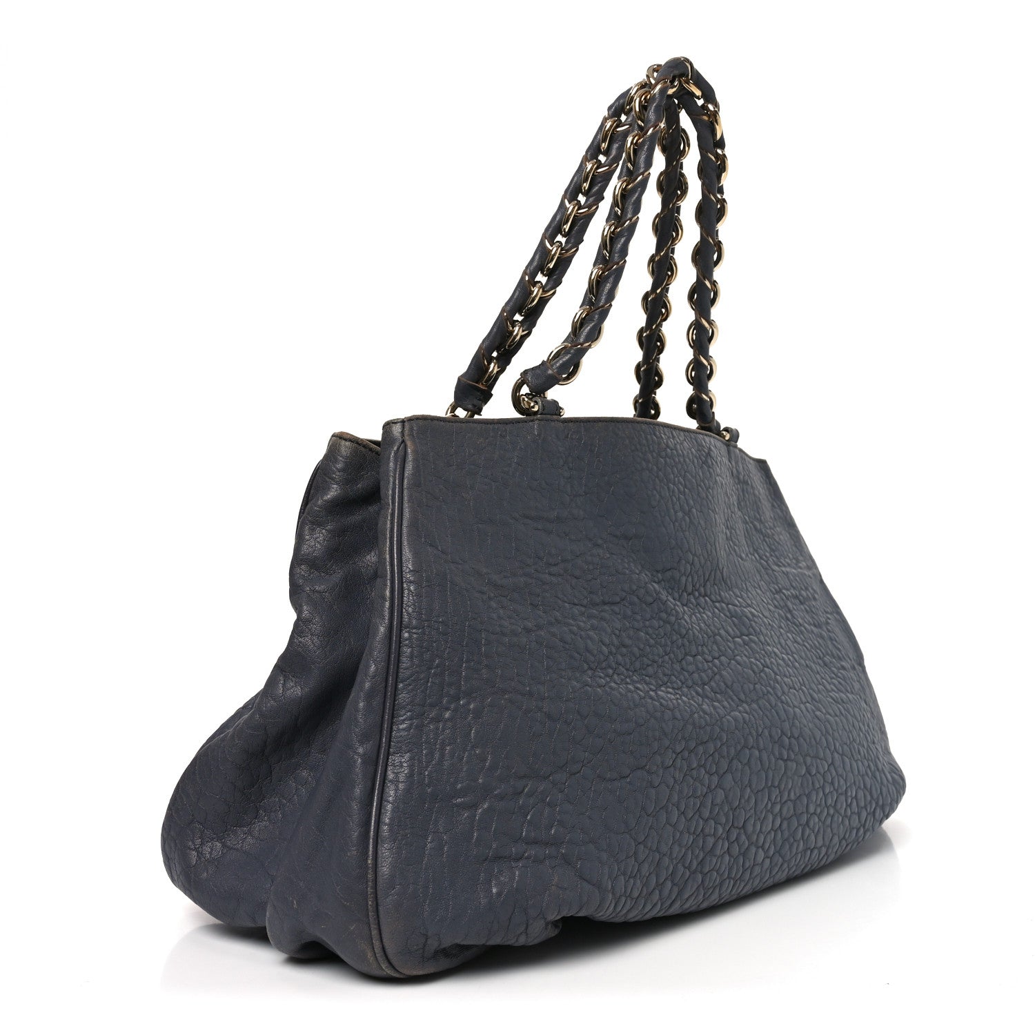 Crinkled Lambskin Mia Tote Blue