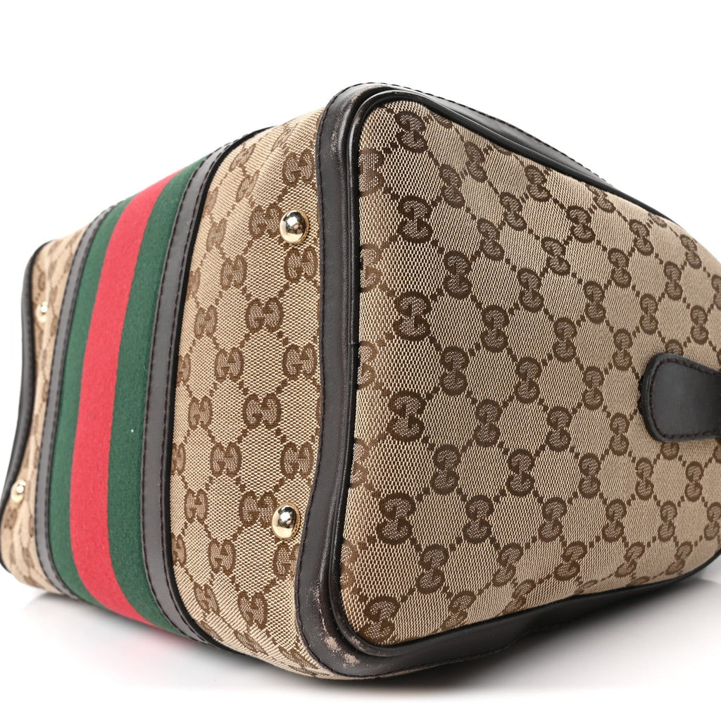 Monogram Selleria Calfskin Vintage Web Medium Boston Beige Ebony Cocoa