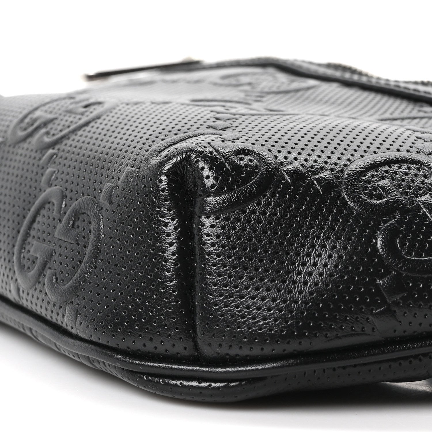 Calfskin GG Tennis Embossed Belt Bag Black