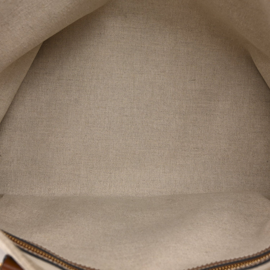 Canvas Calfskin Paris Horizontal Cabas Tan