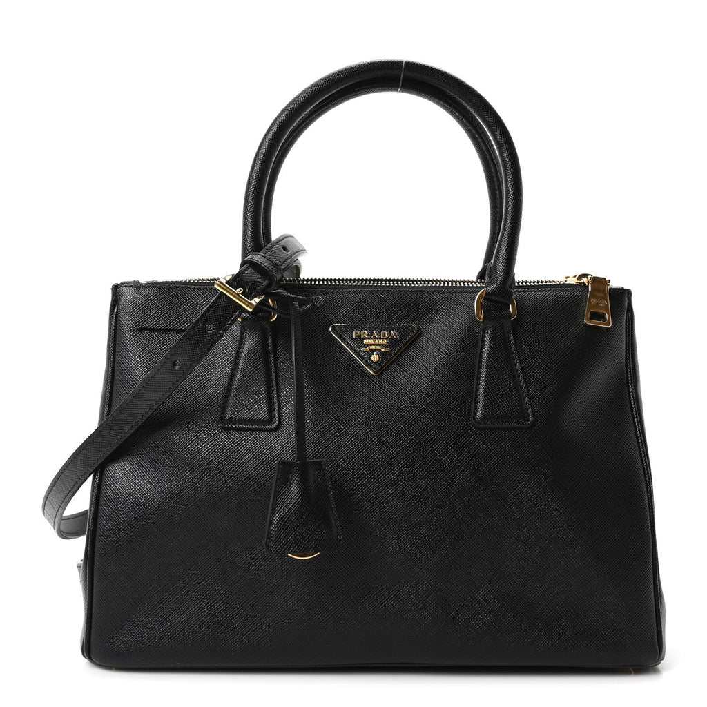 Saffiano Small Galleria Double Zip Tote Black