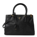 Saffiano Small Galleria Double Zip Tote Black
