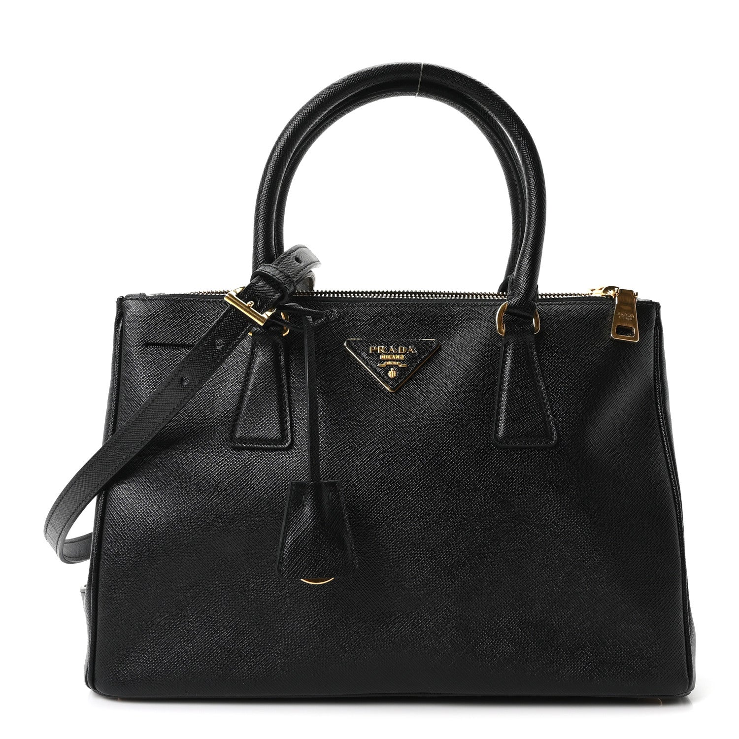 Saffiano Small Galleria Double Zip Tote Black