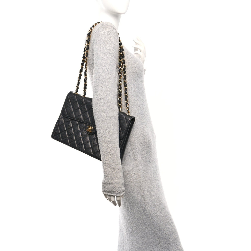 Caviar Jumbo Single Flap Black