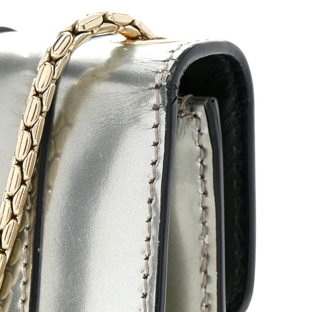 Metallic Calfskin Serpenti Forever Small Shoulder Bag Silver