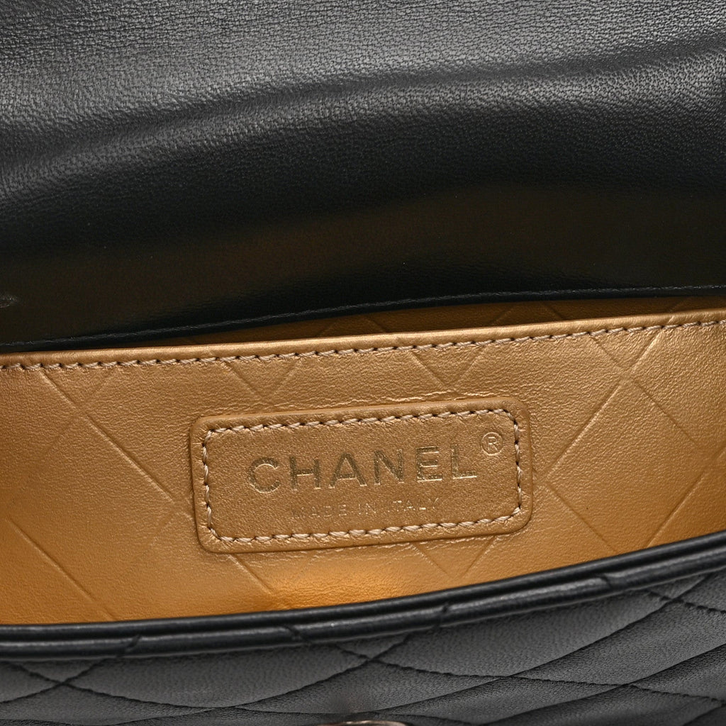 Lambskin Quilted Mini Coco Clips Single Flap Black