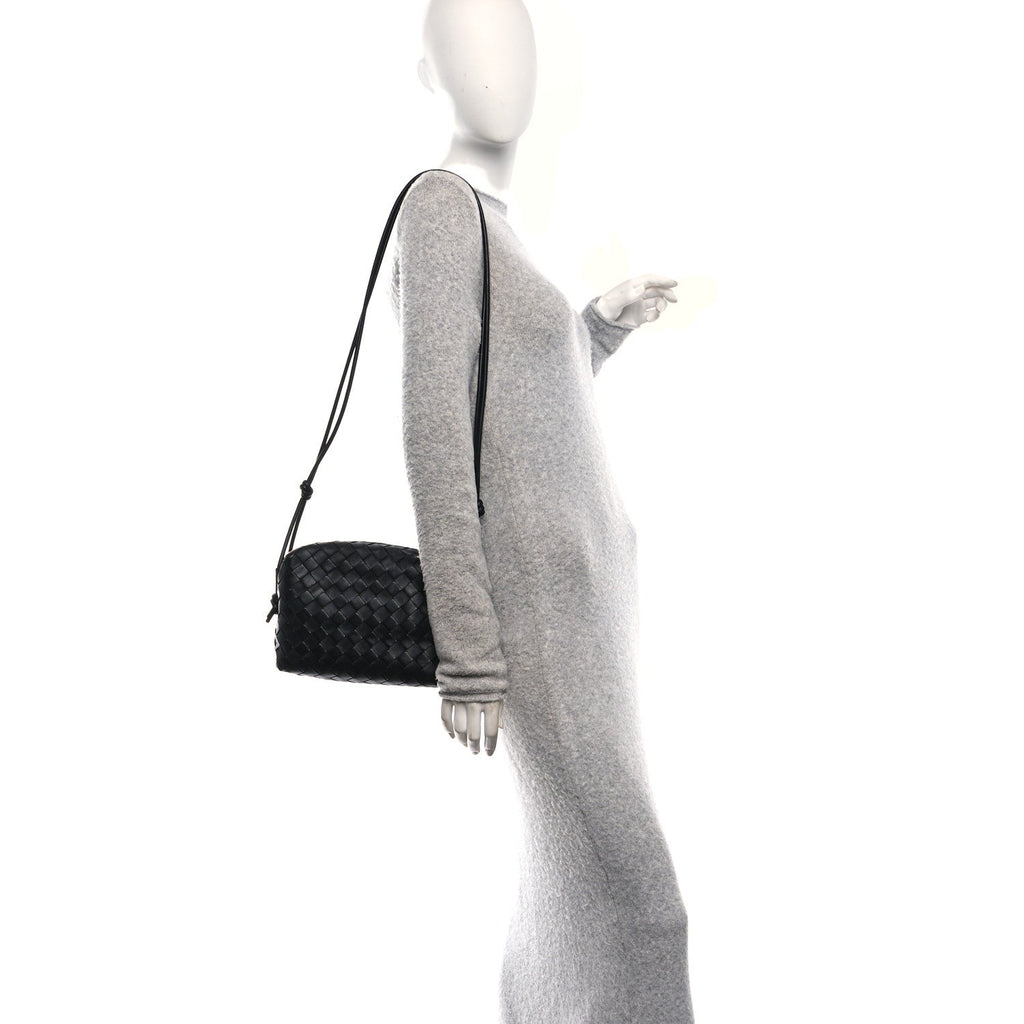 Nappa Intrecciato Small Loop Camera Bag Black