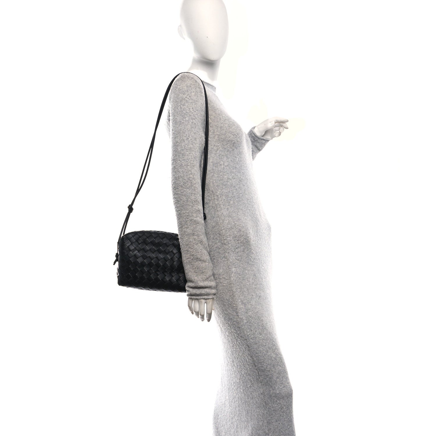 Nappa Intrecciato Small Loop Camera Bag Black