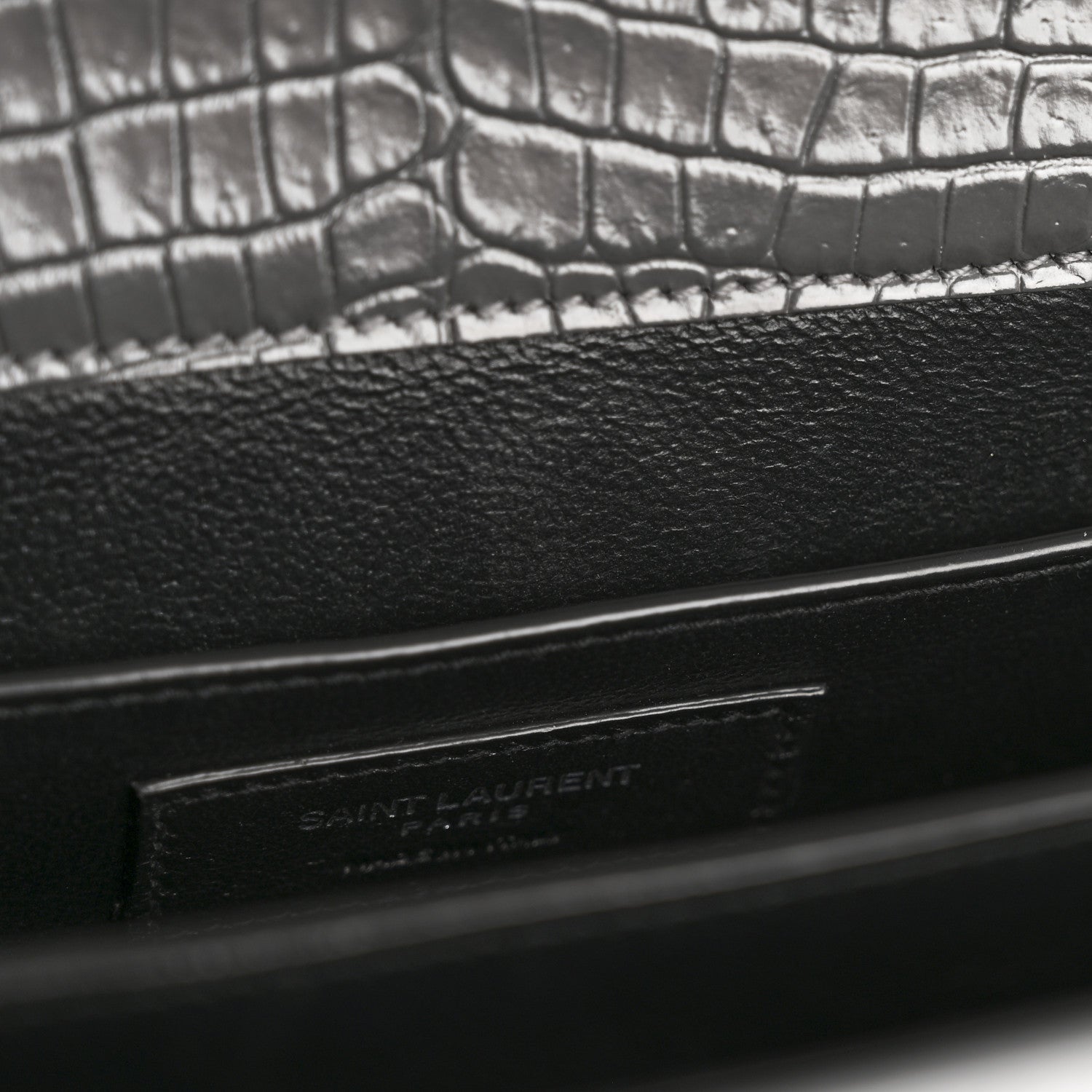 Calfskin Crocodile Embossed Medium Classic Monogram Cassandra Top Handle Fog