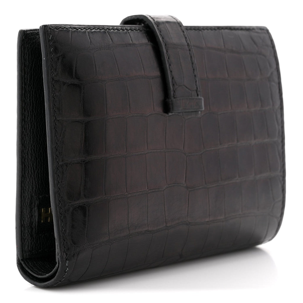 Matte Alligator Bearn Compact Wallet Black