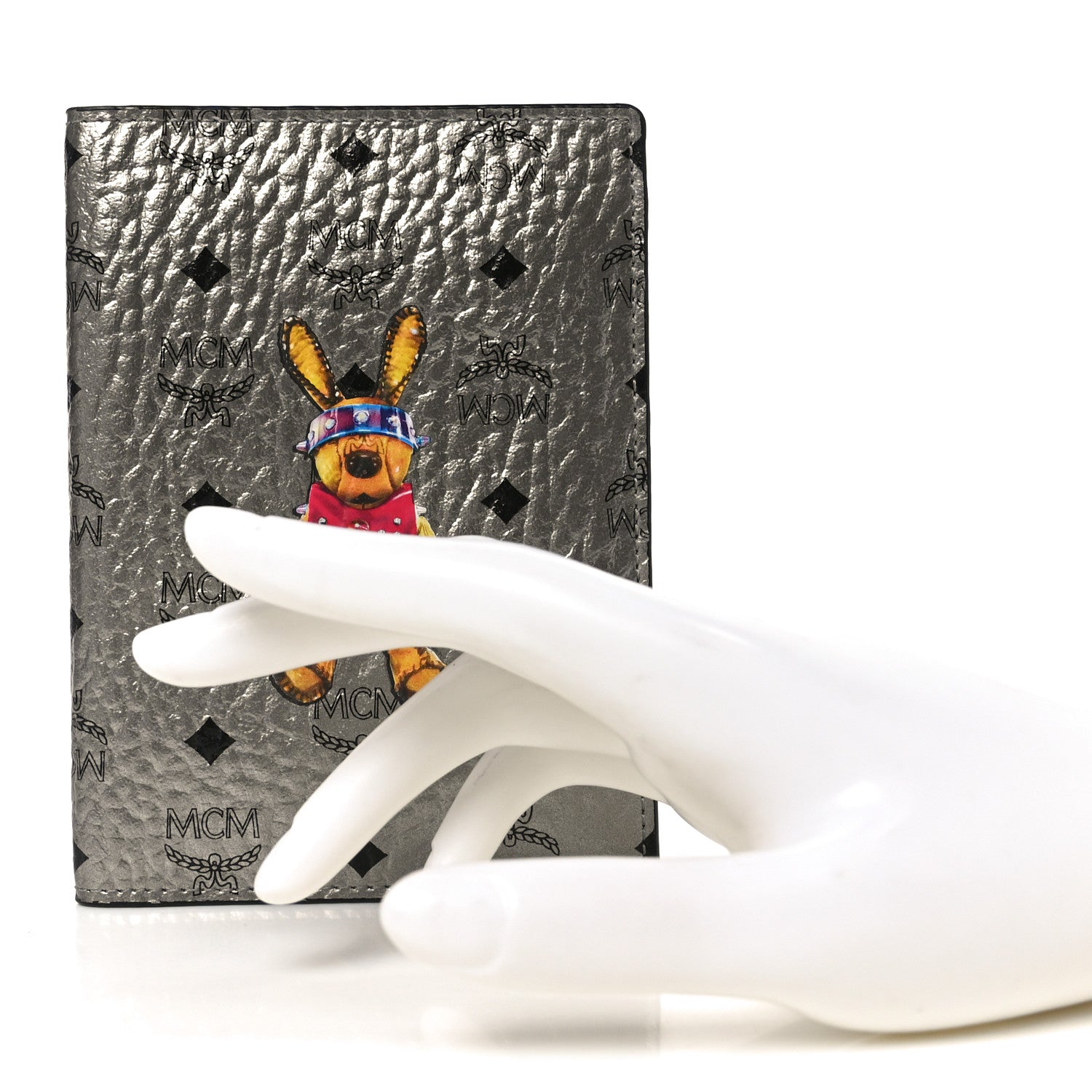 Metallic Visetos Rabbit Passport Holder Silver