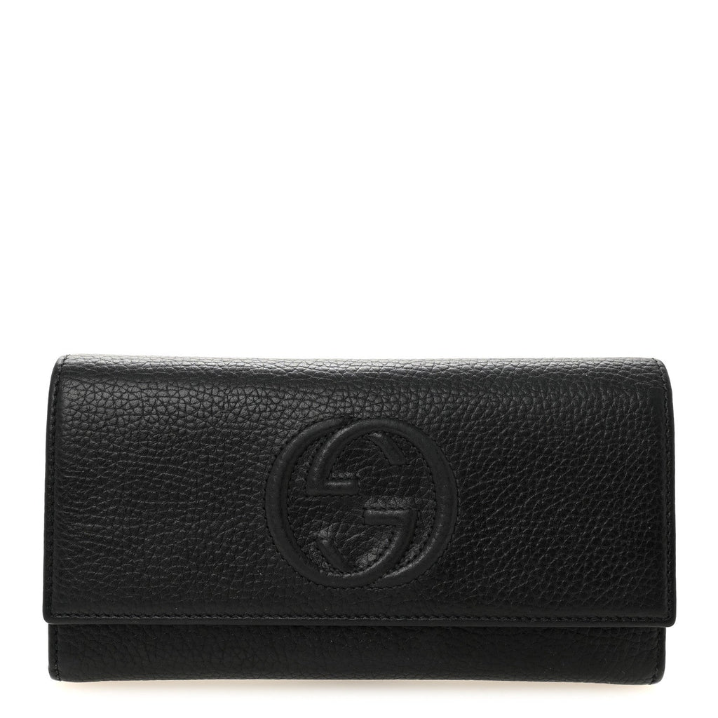 Pebbled Calfskin Large Soho Continental Wallet Black