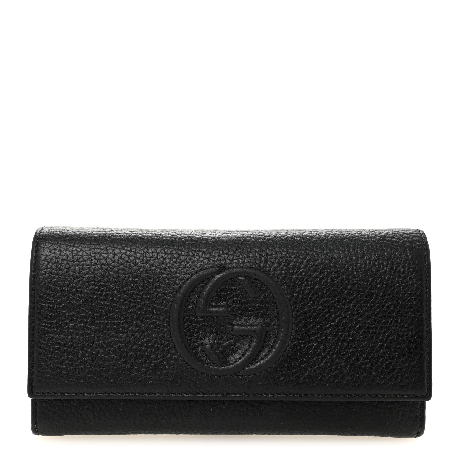 Pebbled Calfskin Large Soho Continental Wallet Black