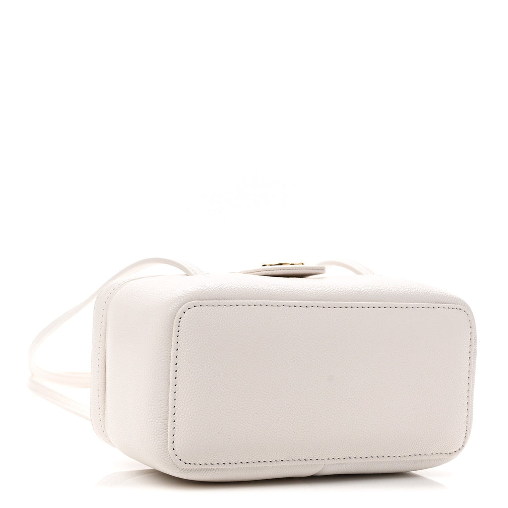 Shiny Caviar Preppy Coco Long Vanity With Strap White