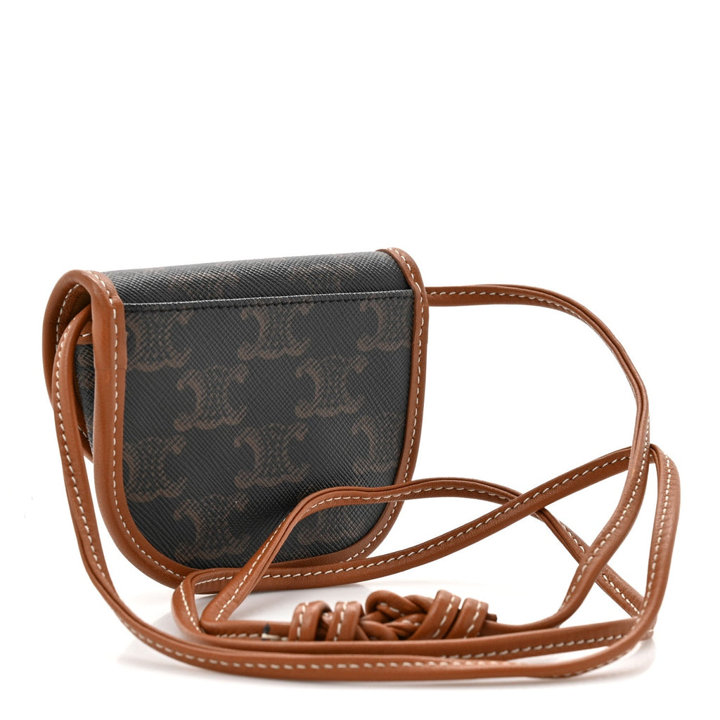 Canvas Calfskin Triomphe Airpod Case Tan