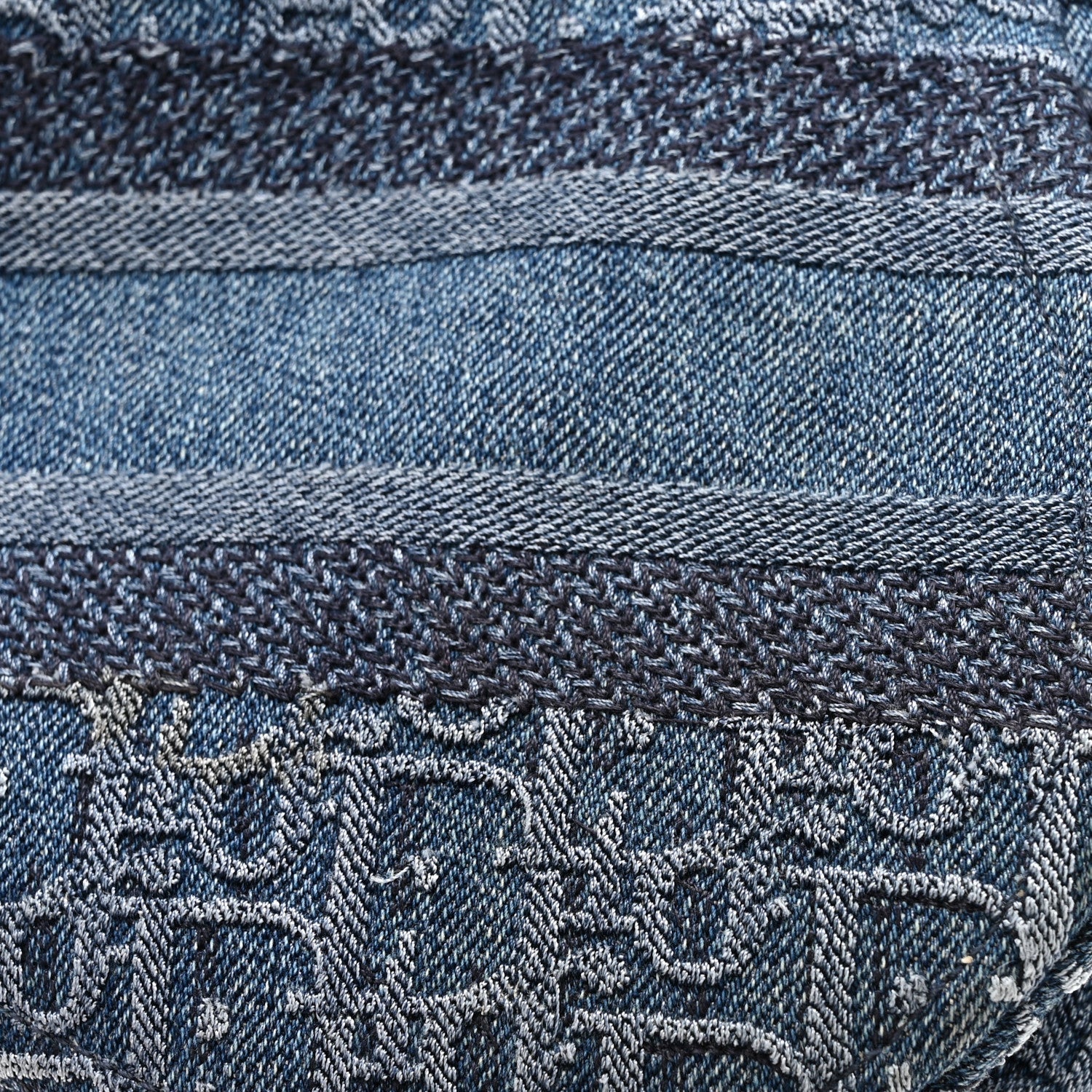 Oblique Embroidered Saddle Bag Denim Blue