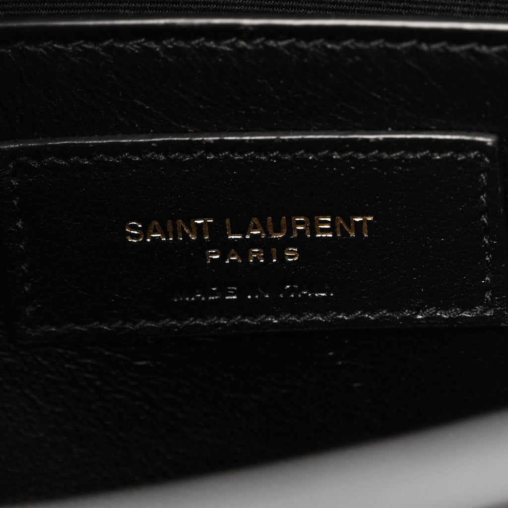 Shiny Calfskin Crocodile Embossed Manhattan Baguette Black