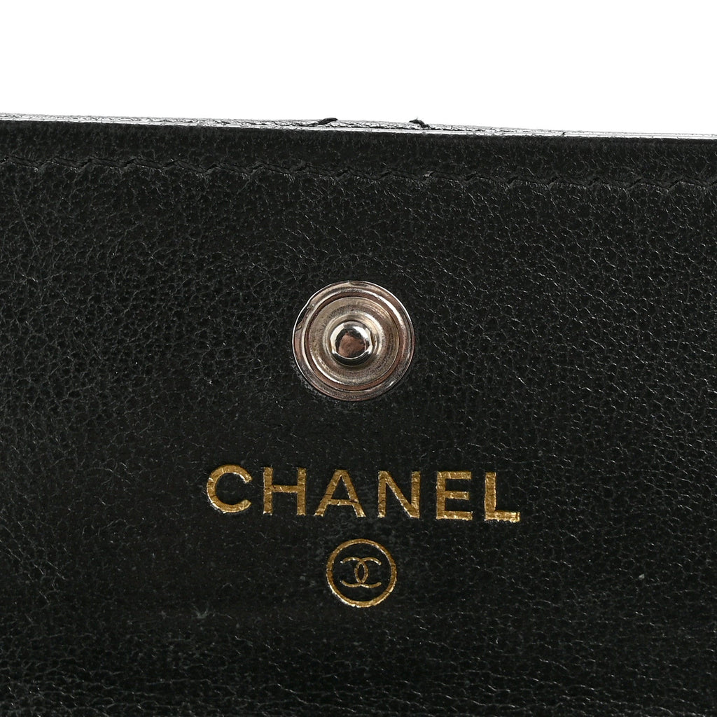 Lambskin Quilted Chanel 19 Flap  Holder Black
