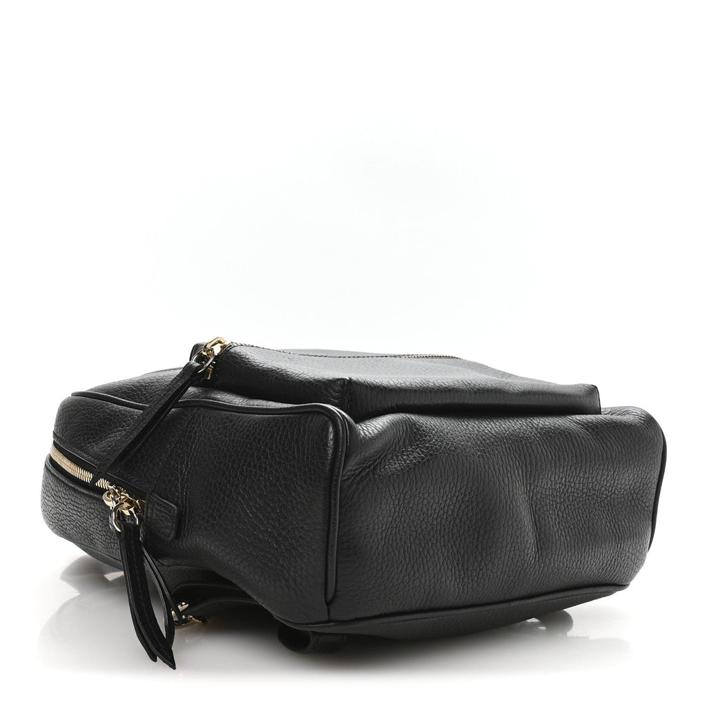 Pebbled Calfskin Soho Chain Backpack Black
