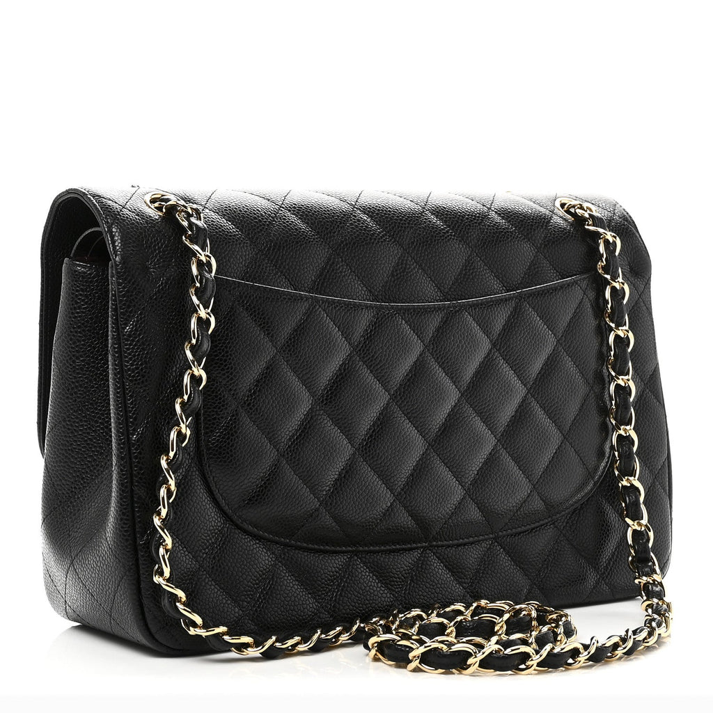 Caviar Quilted Jumbo Double Flap Black