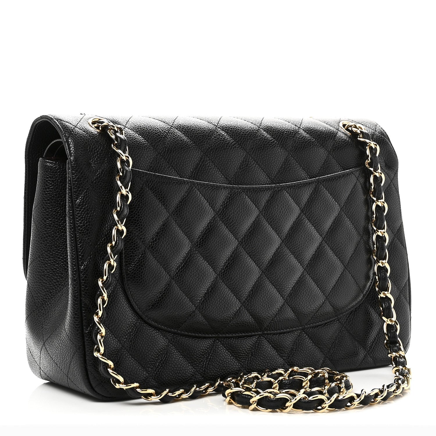 Caviar Quilted Jumbo Double Flap Black