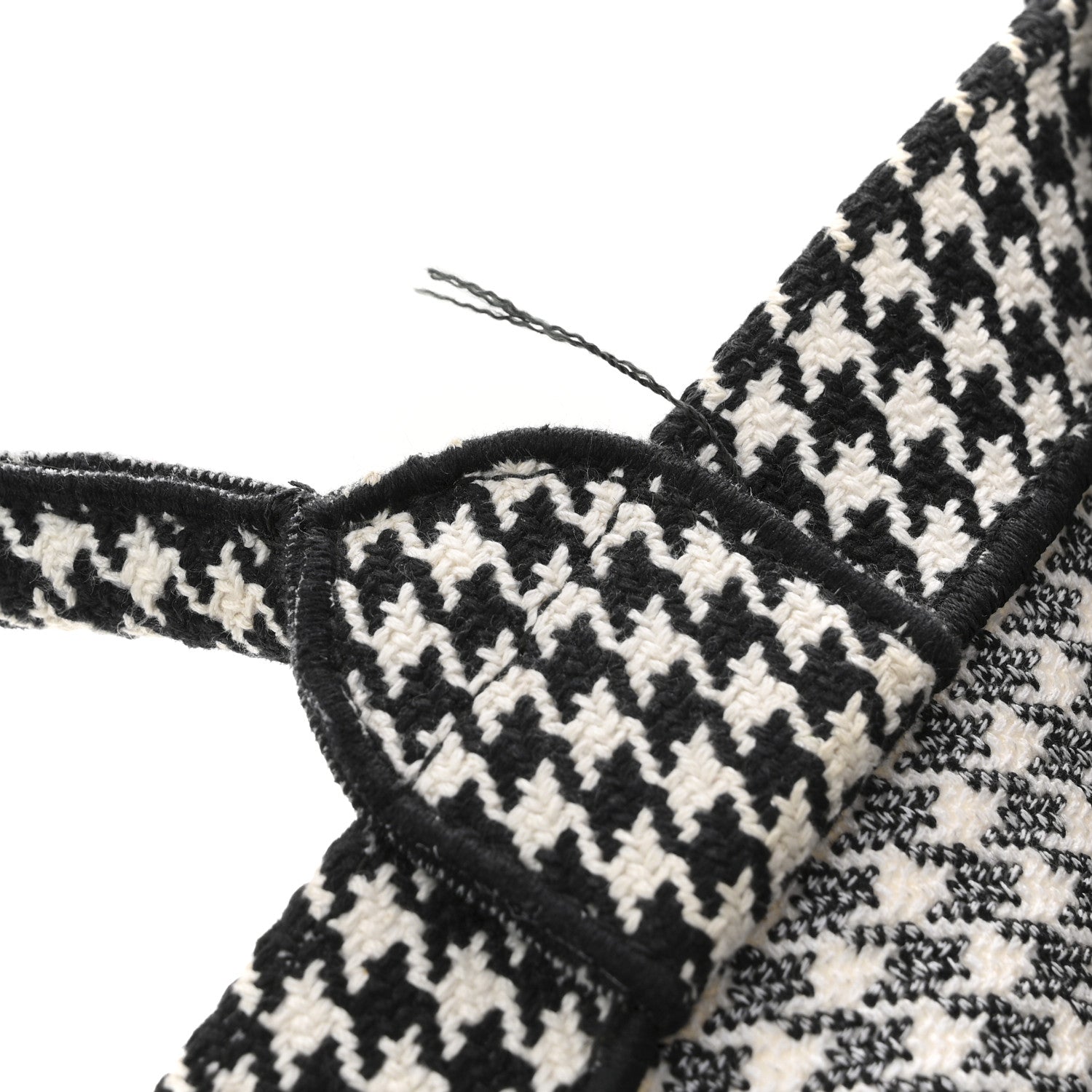 Canvas Houndstooth Embroidered Medium Book  Black White