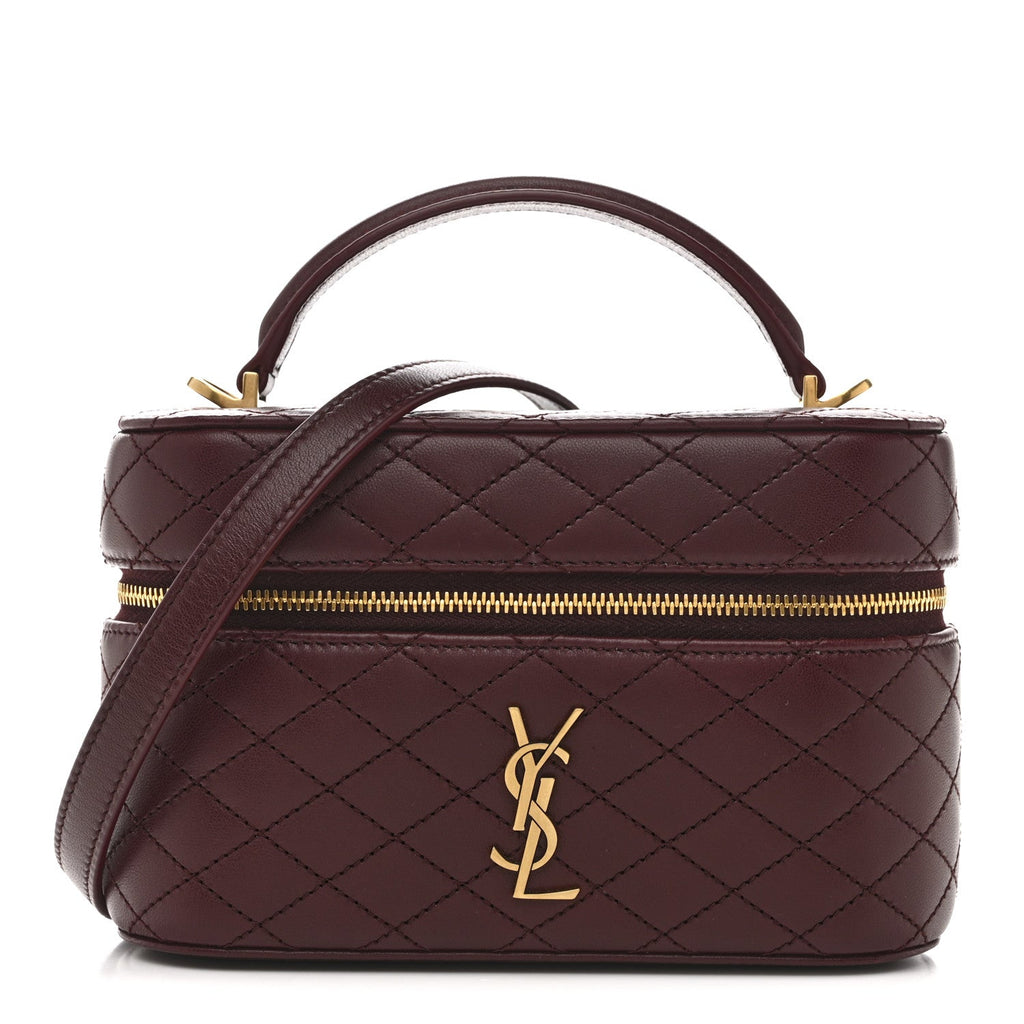 Lambskin Quilted Mini Gaby Vanity Case  Rouge Cabernet