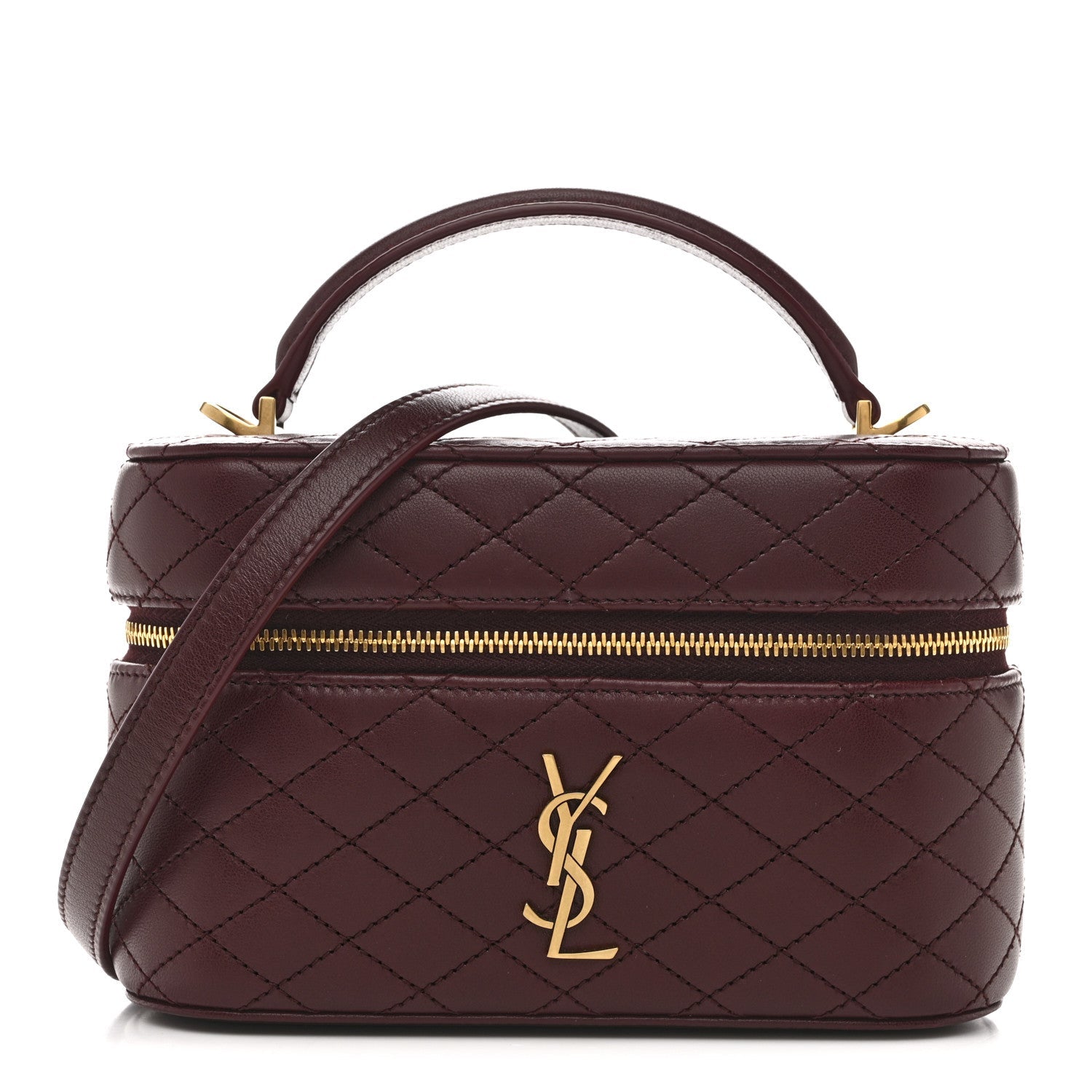 Lambskin Quilted Mini Gaby Vanity Case  Rouge Cabernet