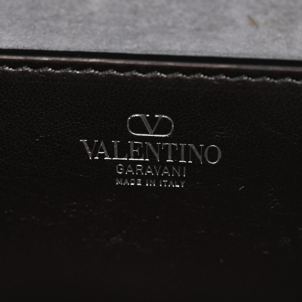 Crystal Suede Enamel Vlogo Small Loco Shoulder Bag Silver