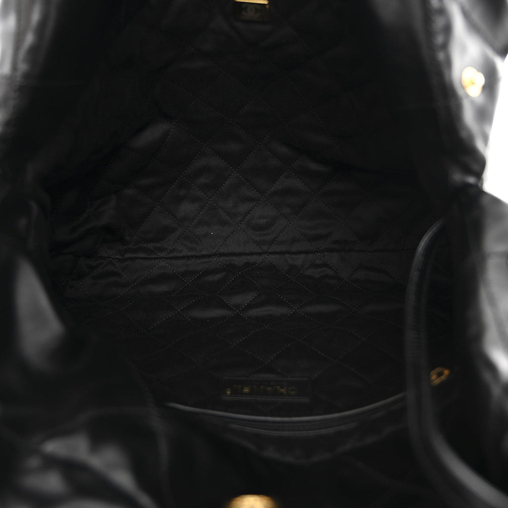 Shiny Calfskin Quilted Small Chanel 22 Black