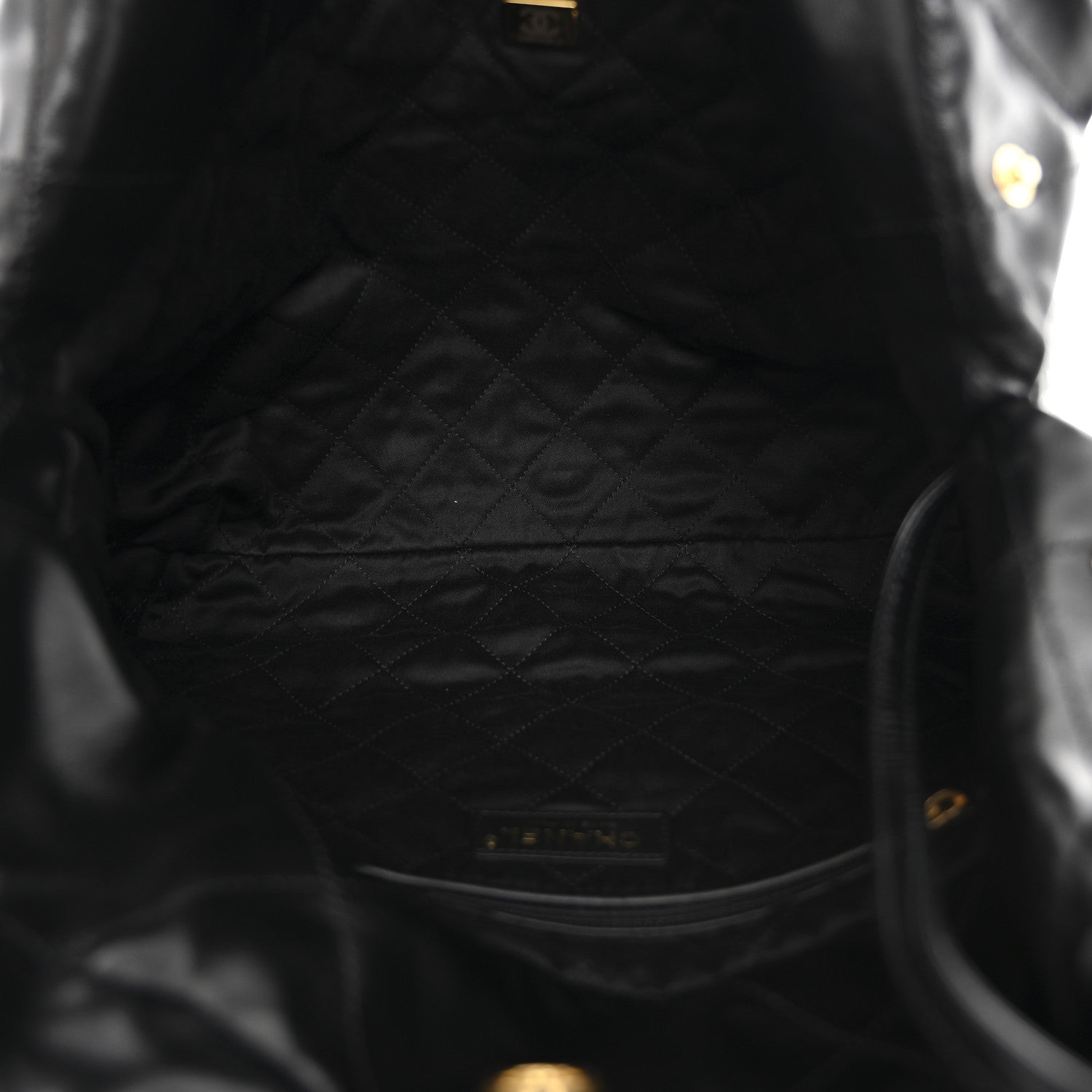 Shiny Calfskin Quilted Small Chanel 22 Black