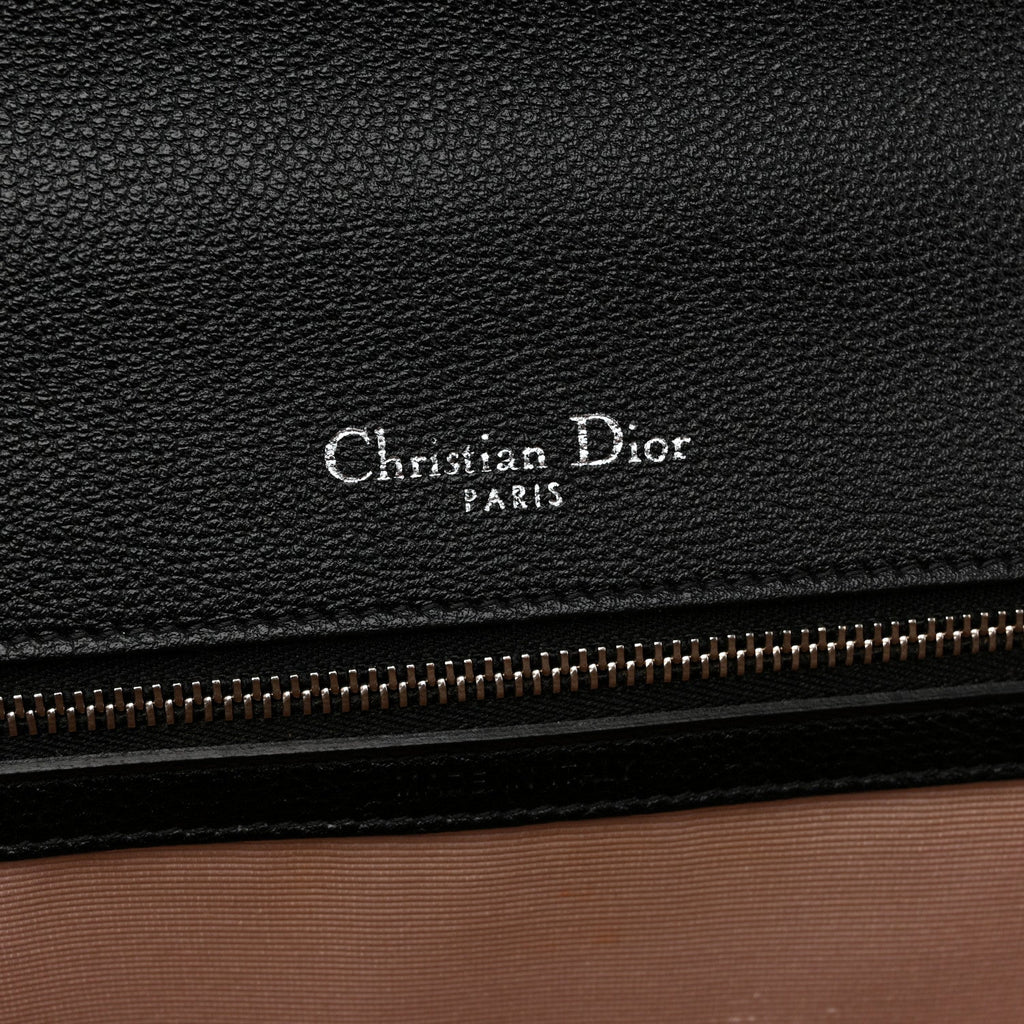 Grained Calfskin Medium Diorama Flap Bag Black