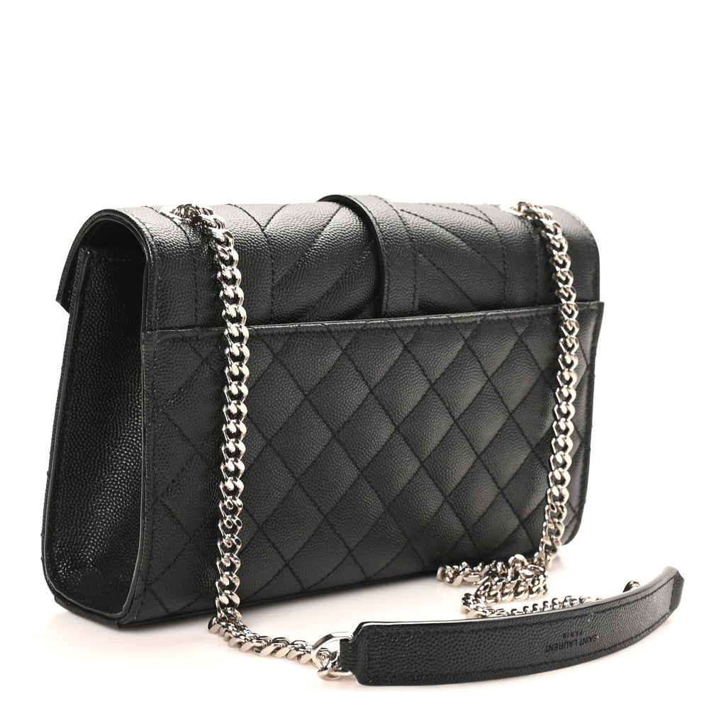 Grain De Poudre Textured Mixed Matelasse Triquilt Small Monogram Satchel Black