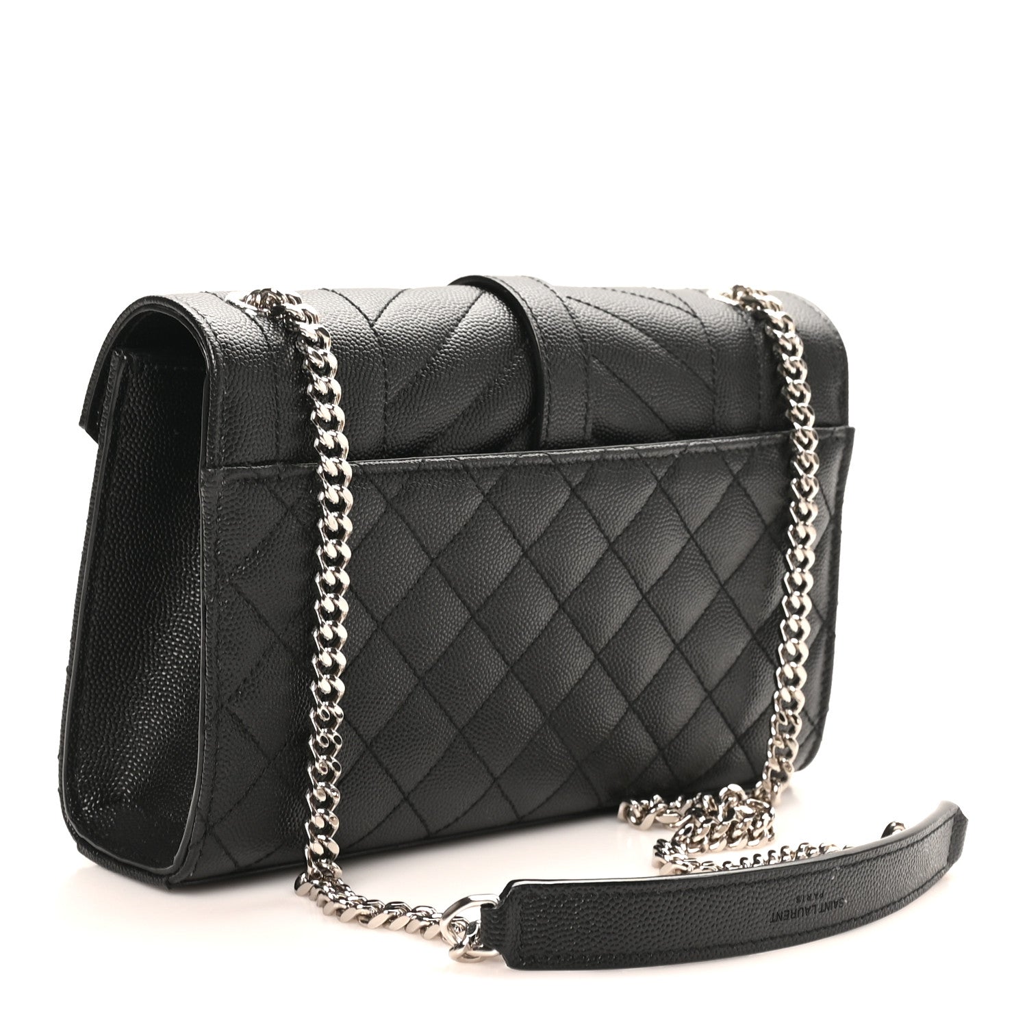 Grain De Poudre Textured Mixed Matelasse Triquilt Small Monogram Satchel Black
