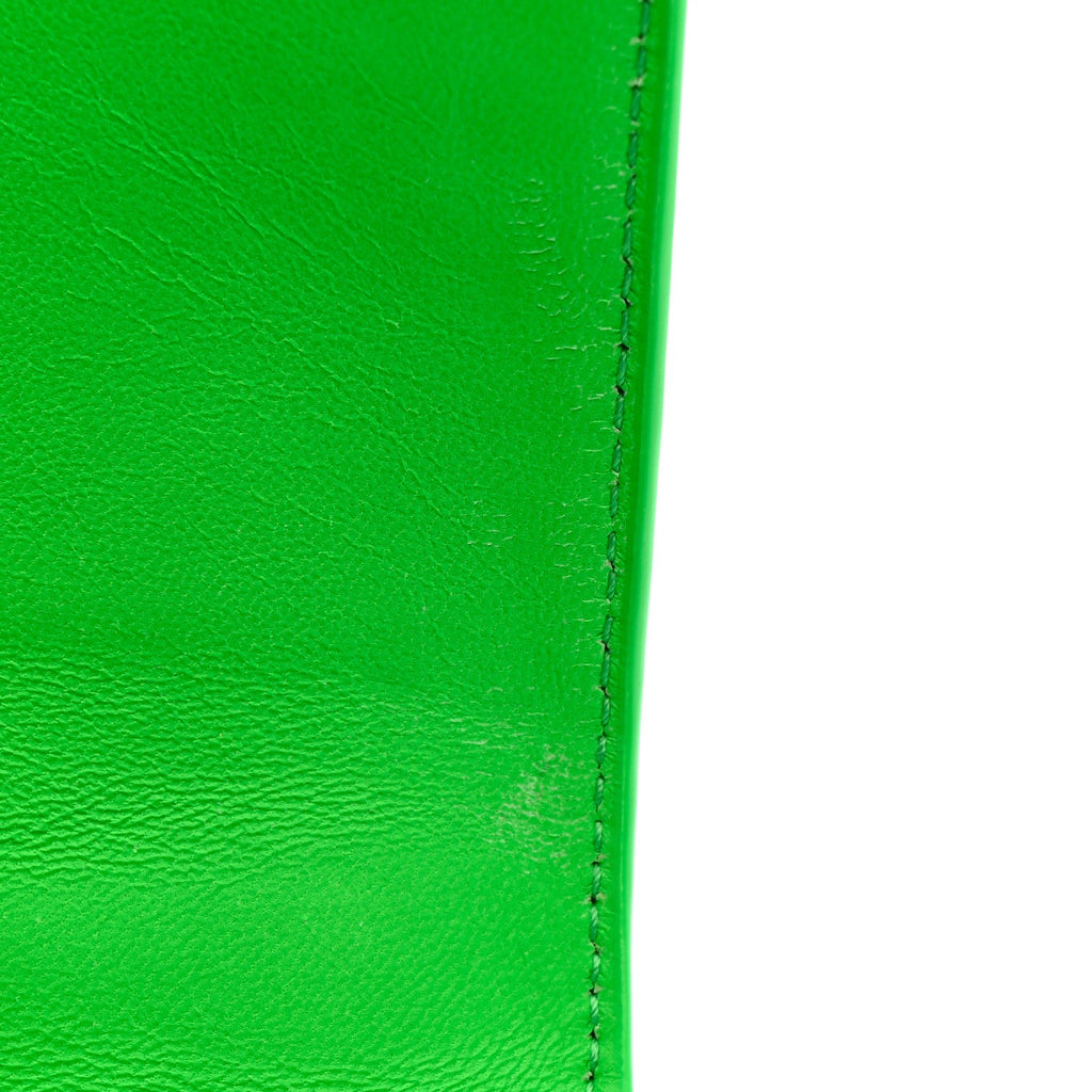 Shiny Calfskin Strass Crocodile Embossed Hourglass Top Handle Bag XS Fluo Green