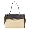 Calfskin Colorblock Mime Single Handle Bag Cream Burgundy Multicolor