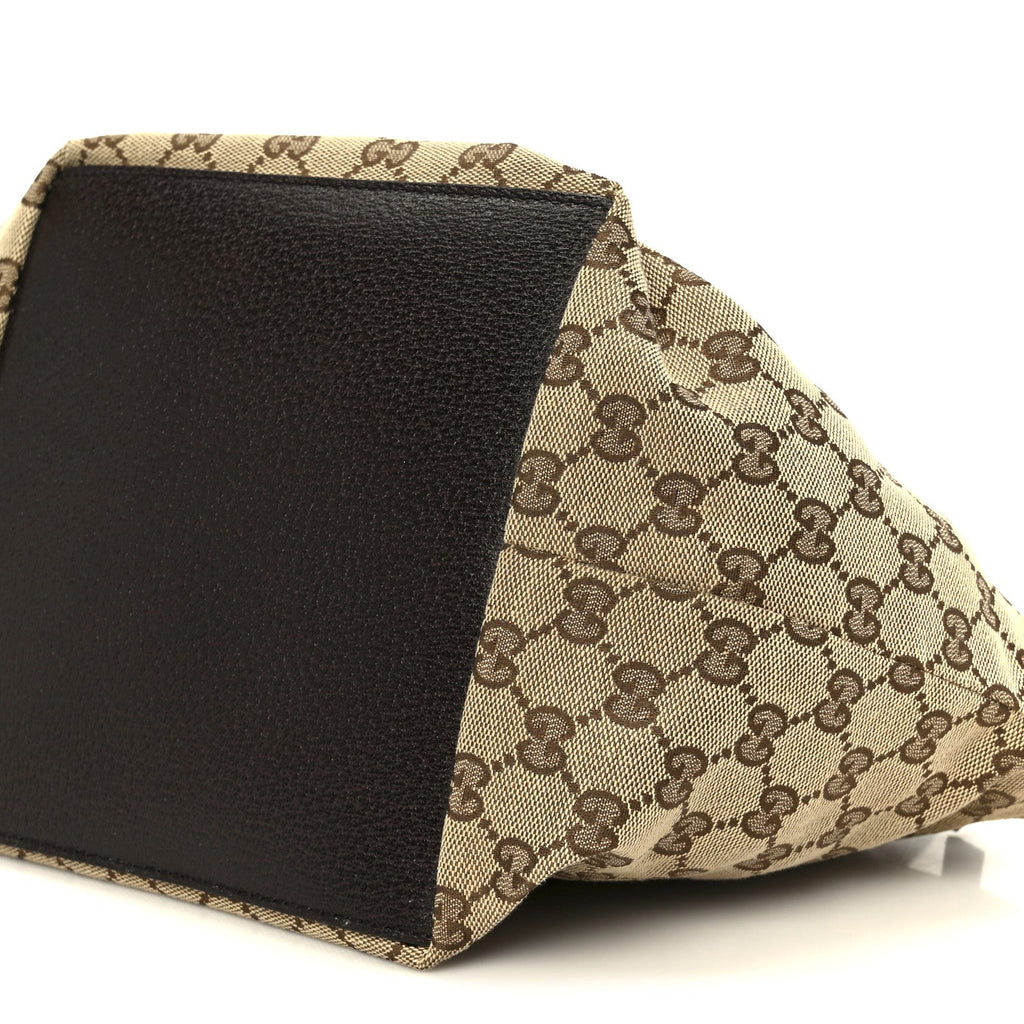 GG Monogram Small Web Handle Bucket Tote Dark Brown