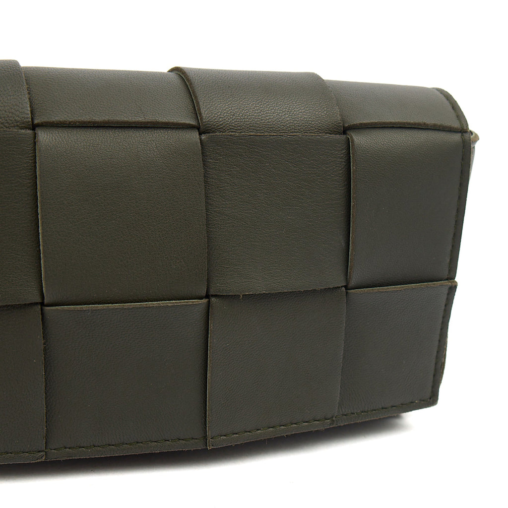 Bottega Veneta Cross Body Cassette Belt Bag in Green, Intrecciato Nappa