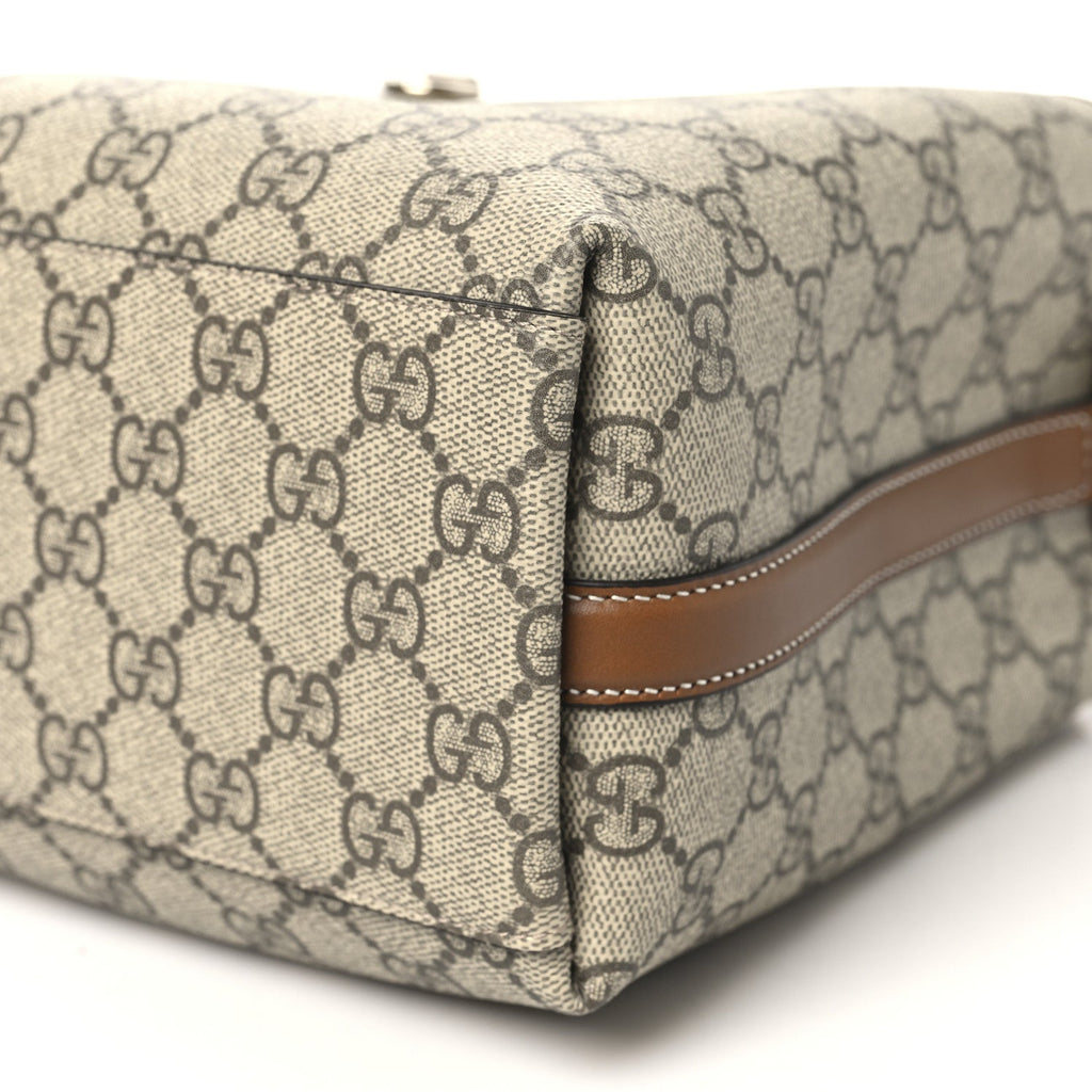 GG Supreme Monogram Emblem Small Shoulder Bag Beige Ebony Sundial