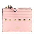 Vitello Rockstud  Holder With Zipper Light Pink