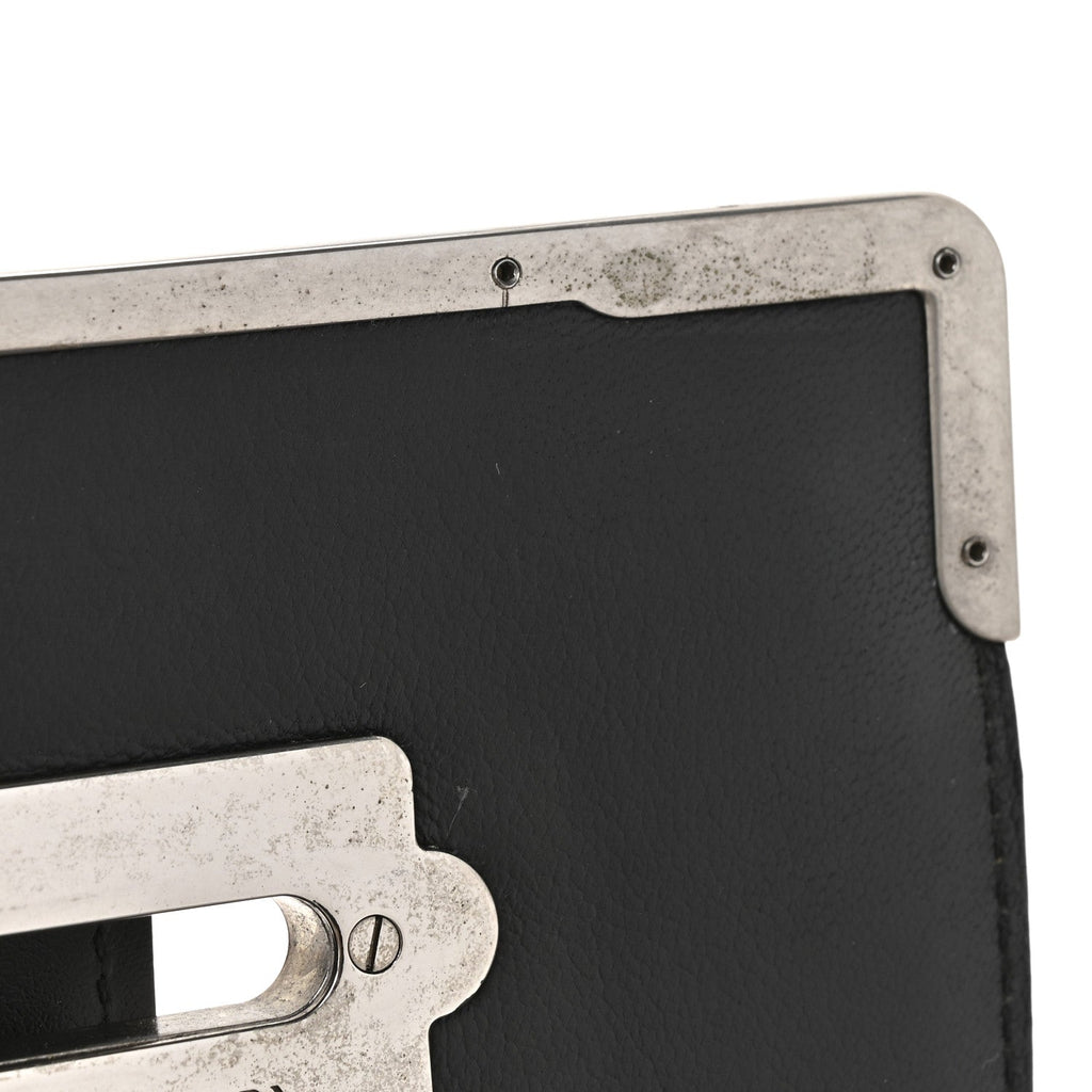 Metallic Vitello Saffiano Cahier Bag Silver Black
