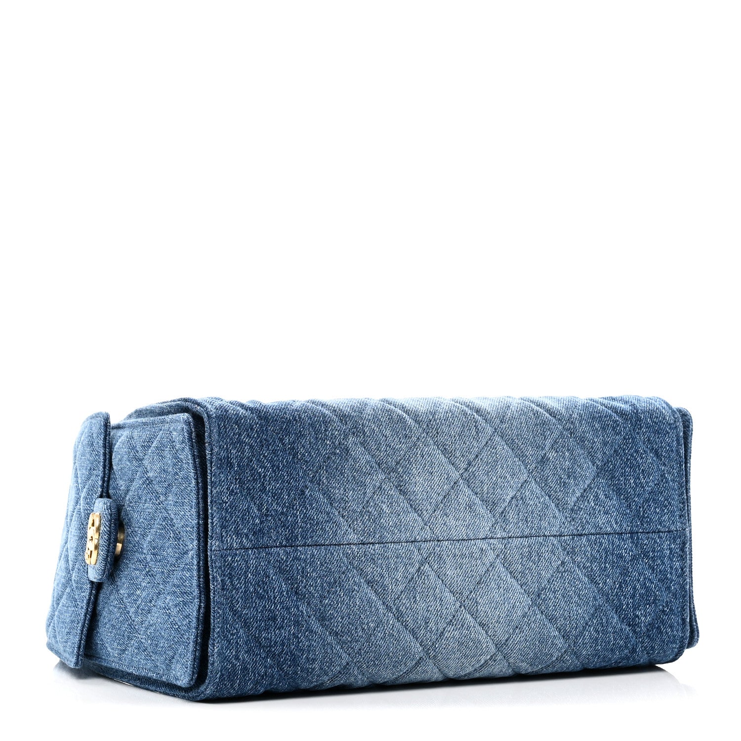 Washed Denim Quilted Small Chanel 25 Handbag Blue