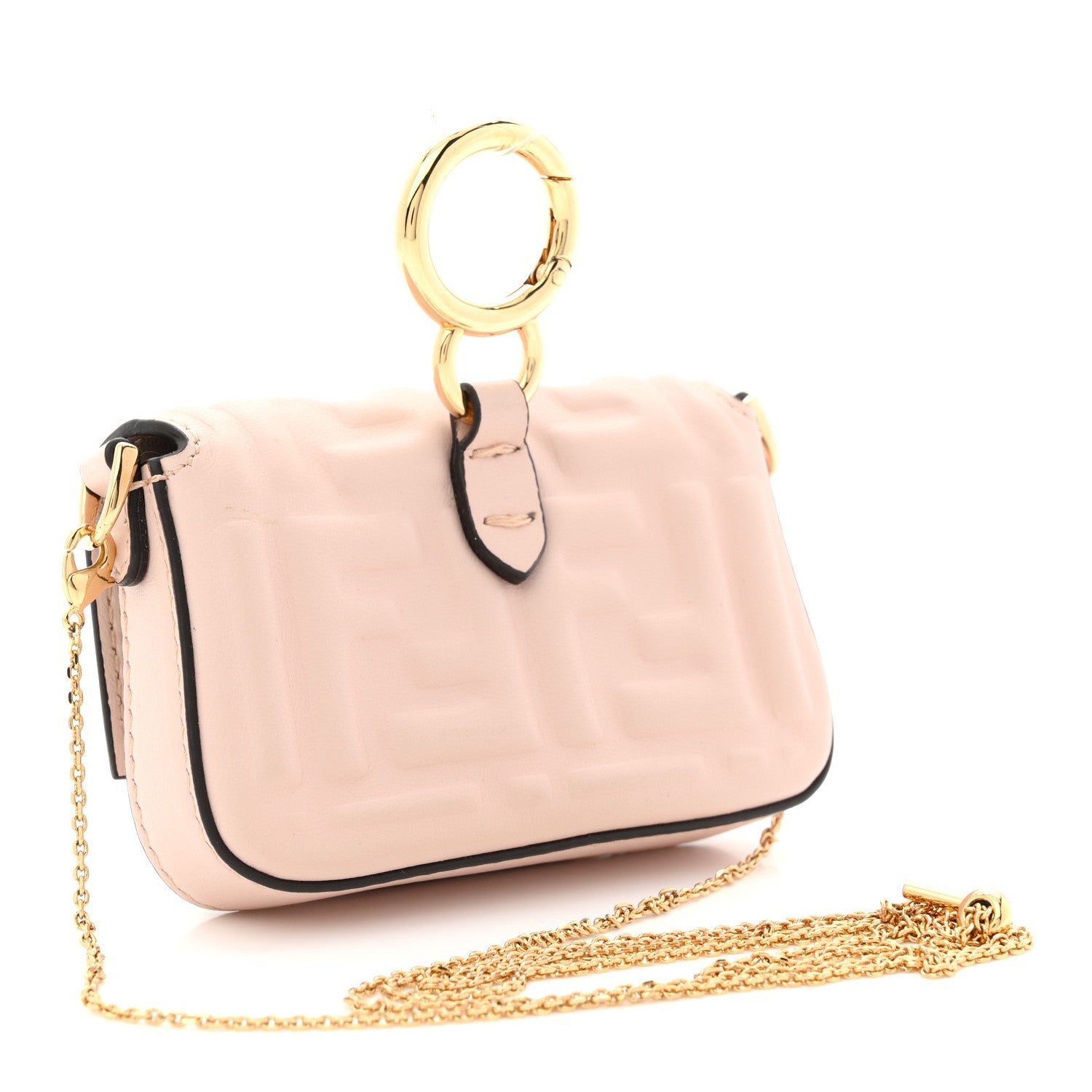 Nappa Matisse FF Embossed Nano Maxi Buckle Baguette Charm Rosa Quarzo