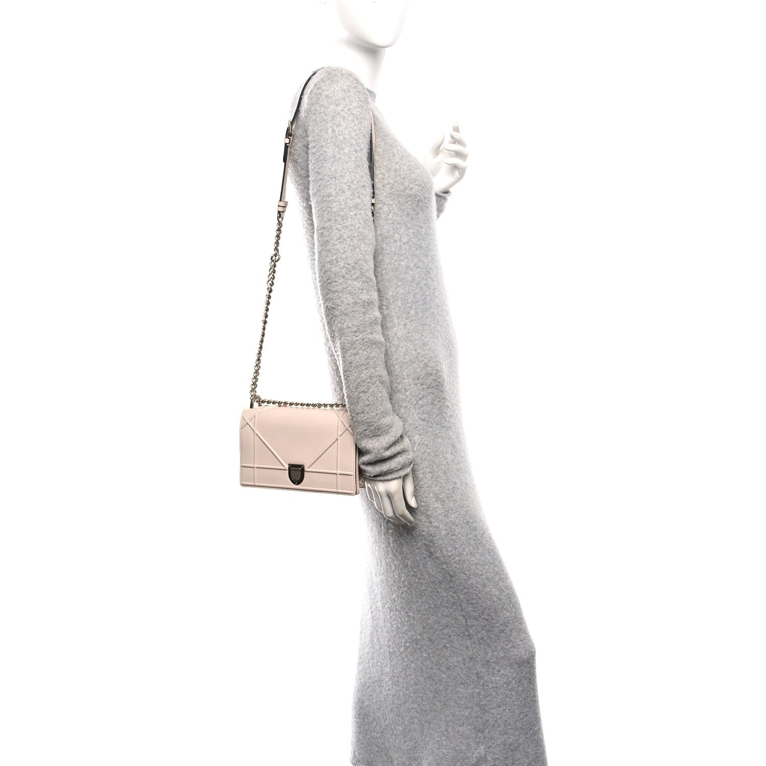 Grained Calfskin Small Diorama Flap Bag Pink