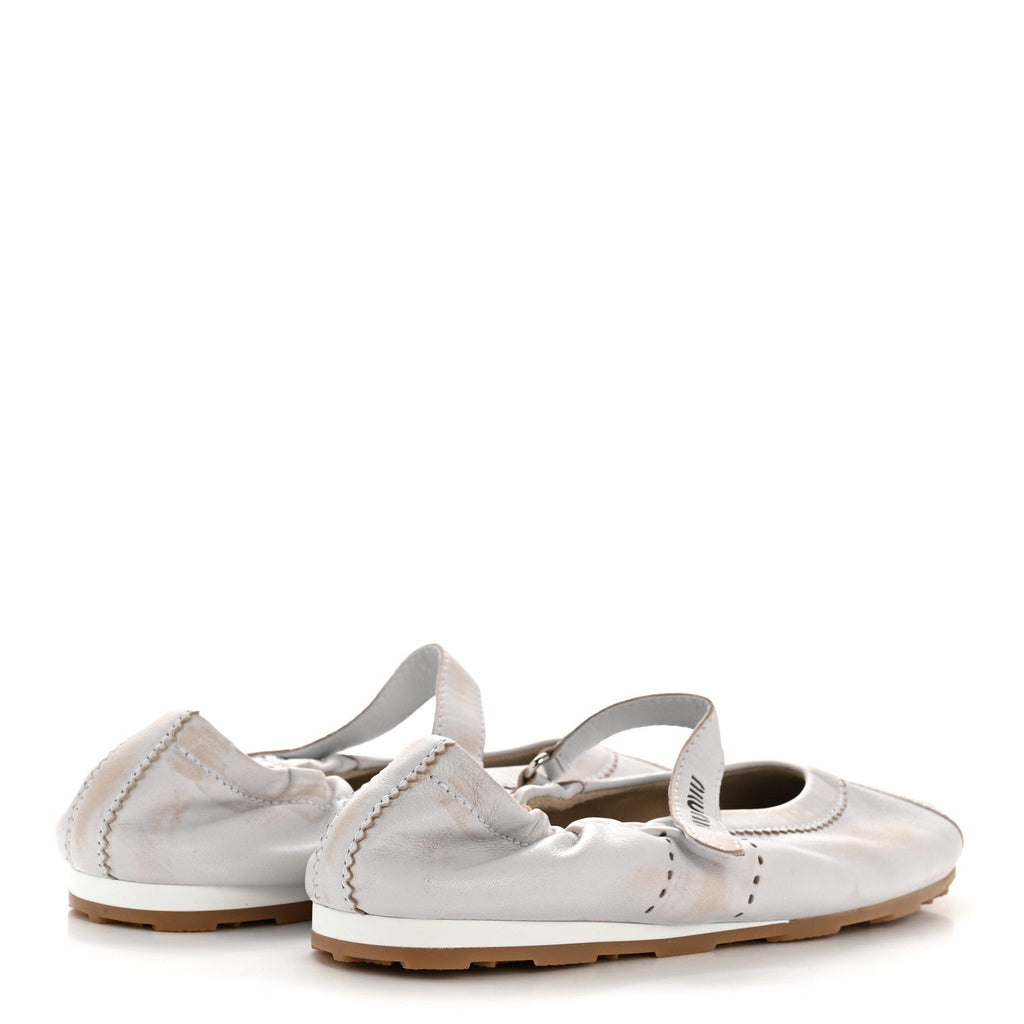 Bleached Nappa Womens Plume Mary Jane Ballerina Sneakers 39 Bianco